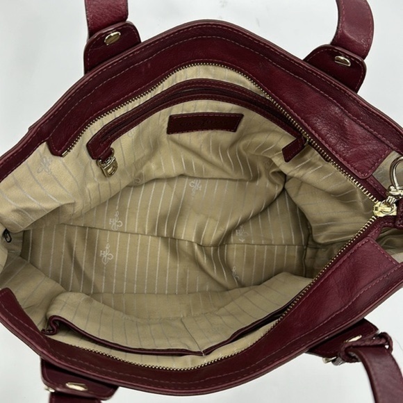 Cole Haan Large Burgundy Soft Leather East West Shoulder Tote Satchel Bag - Picture 8 of 9